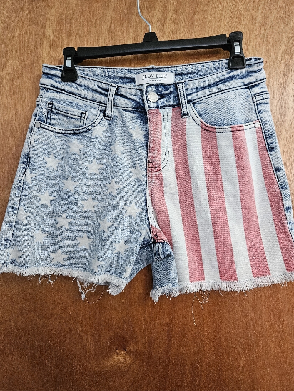 Judy Blue Light Blue Vintage Flag Shorts Sz M Cut Off Denim American